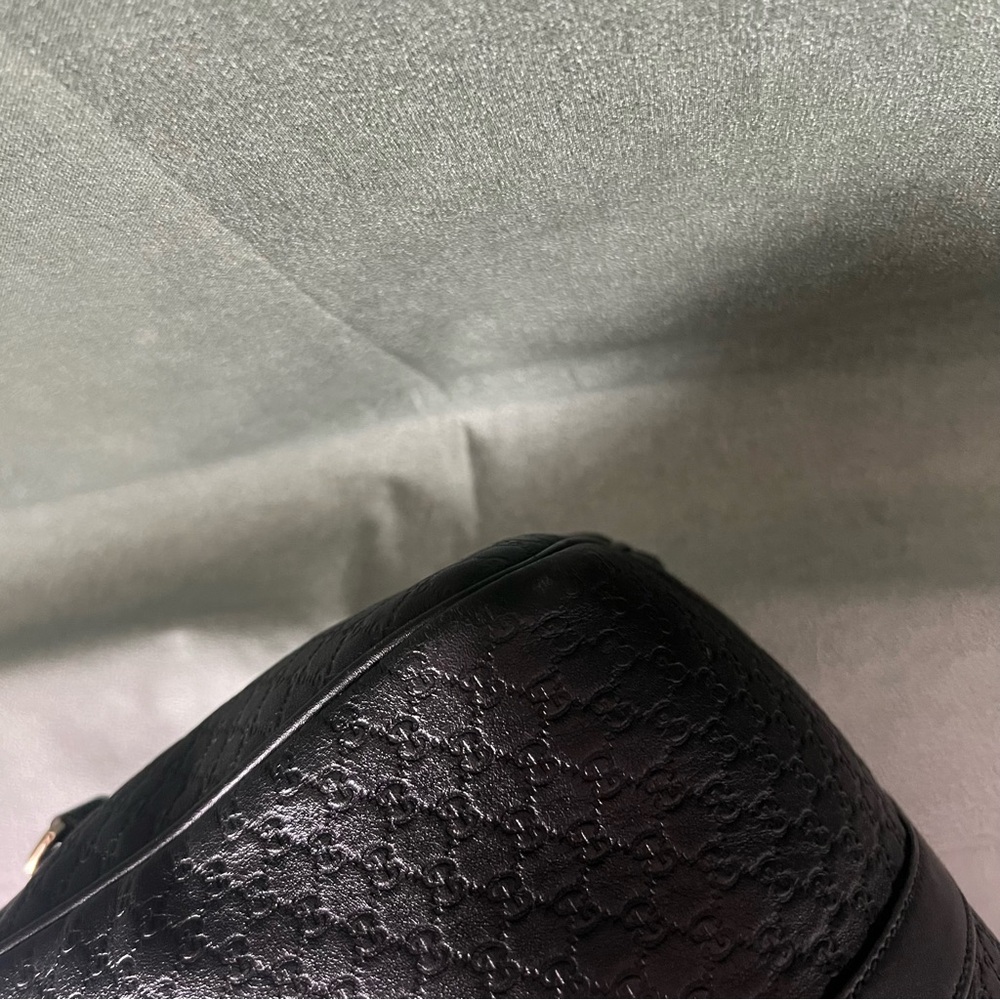Gucci Black Leather Gg Monogram Boston Bag Crossbody - Picture 8 of 16